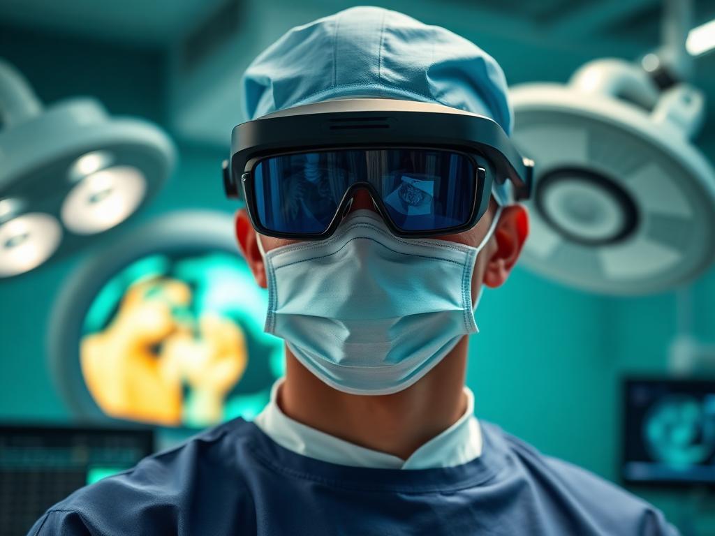 Surgeon operating with the image in the direct line of sight — no monitor head-turn